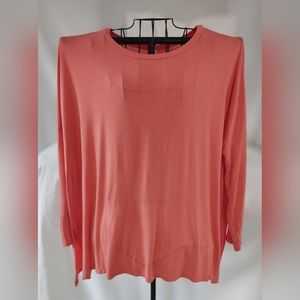 NWOT LADIES SIZE large coral/tangerine color long sleeve blouse by HONEY ME